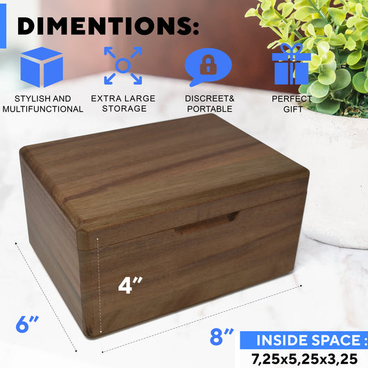 Inside and outside dimensions of wood lock box 