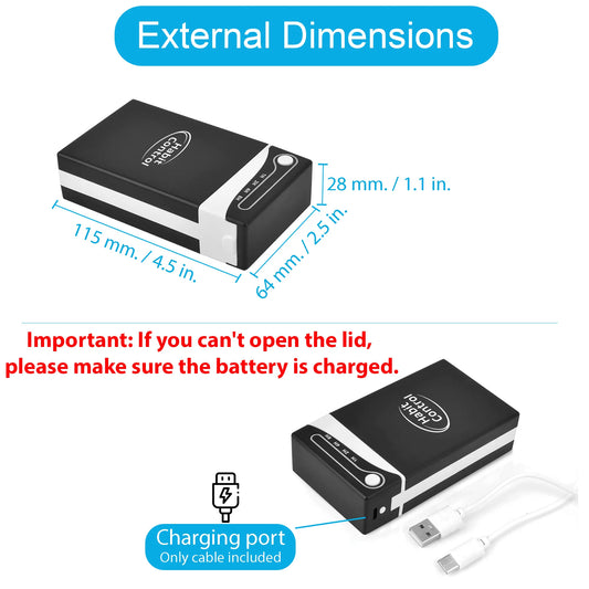 External dimensions of Habit Control locking case