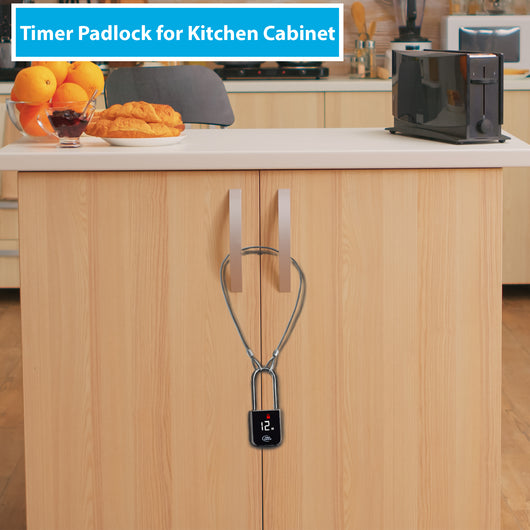 Timer padlock for kitchen cabinets