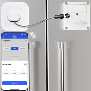 Habit Control smart access system for refrigerators, cabinets and drawers. Schedule, timer and simple lock modes