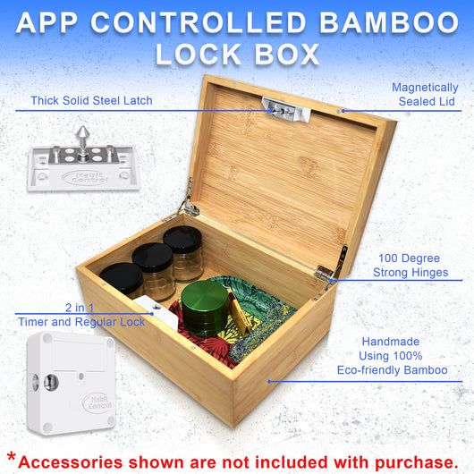 Timer & Regular lock, thick solid steel latch, bamboo material