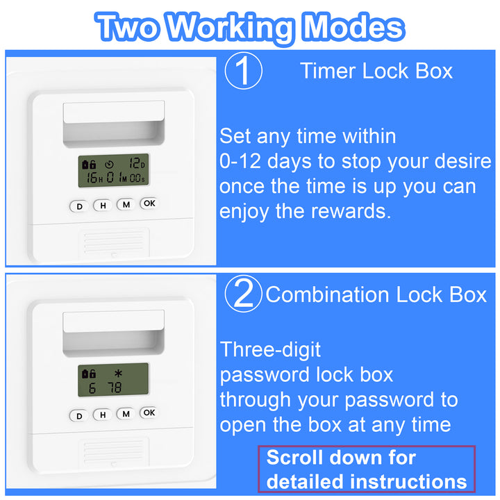 Cell Phone Lock Box for Family Time: Features two working modes — use it as a timed lock box or as a combination lock box