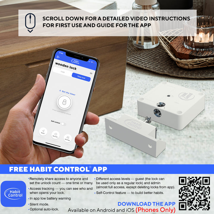 Key features of smart wooden lock box with app: sharing & tracking access, silent mode, optional auto lock, different access levels, self-control function
