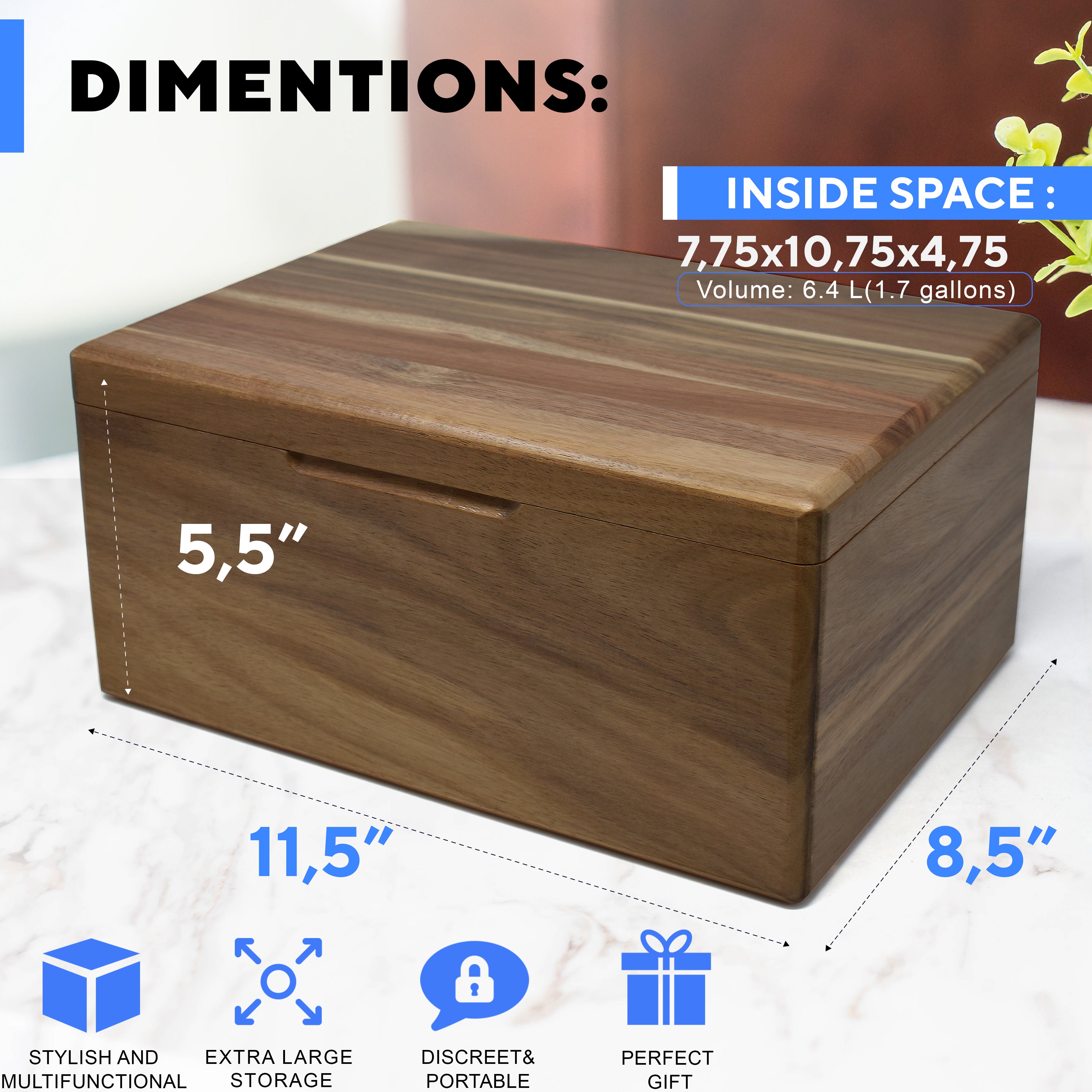 Timer Lock Box with App - Acacia Wood Safe Lockbox Large – Habit Control