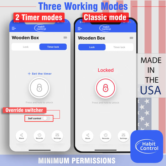 Three working modes. Timer with overrides, timer without overrides and traditional lock