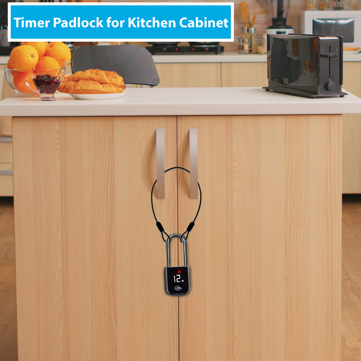 Timer padlock for kitchen cabinets