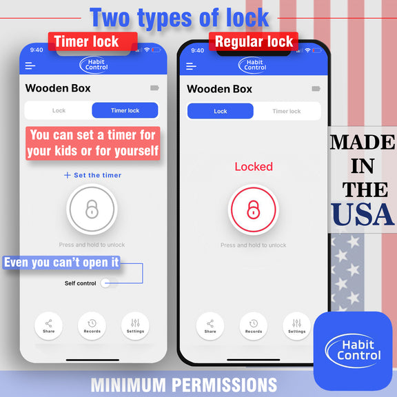 Wooden Time Lock Box App Controlled, Timed Locking Container – Habit ...