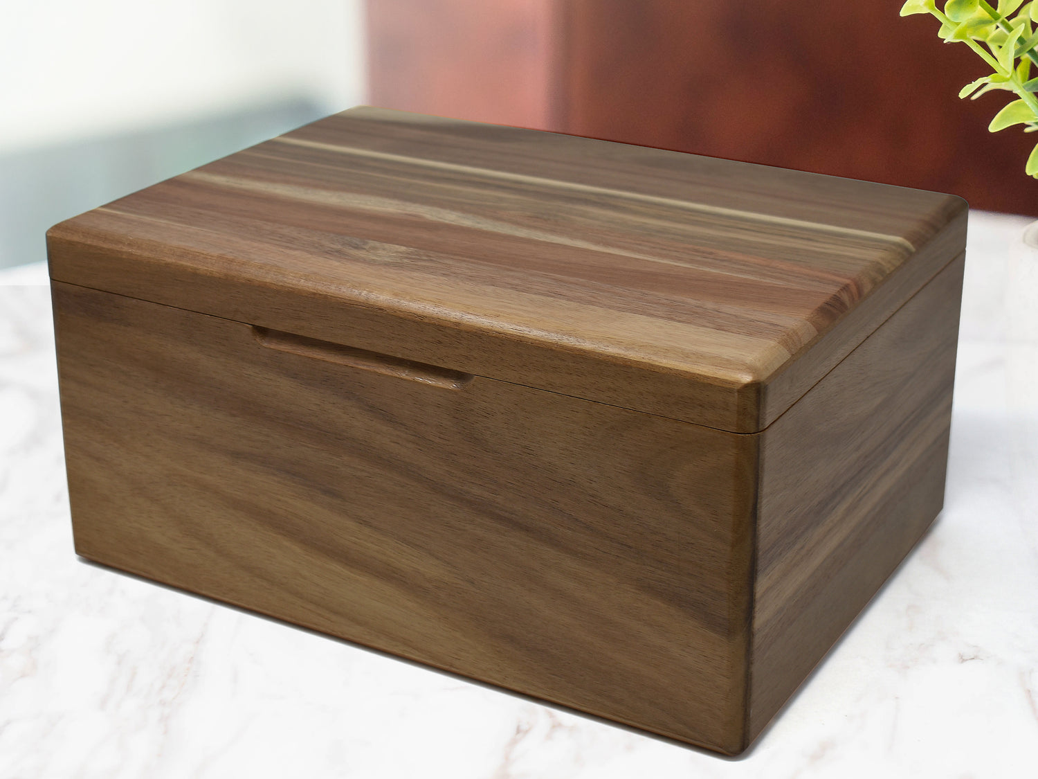 Large acacia wood lock box with smart lock 